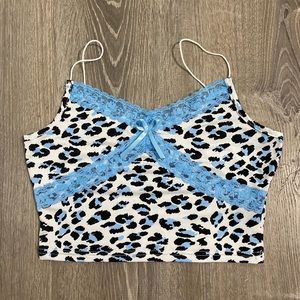 Girly y2k sexy black/blue leopard print tank top